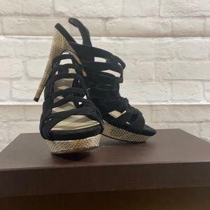 El Viola black/natural strappy heel/sandal